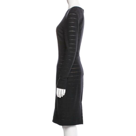 L’Agence Black Shadow Stripe Wool Knit Long Sleeve Sheath Dress 6 - Picture 4 of 7